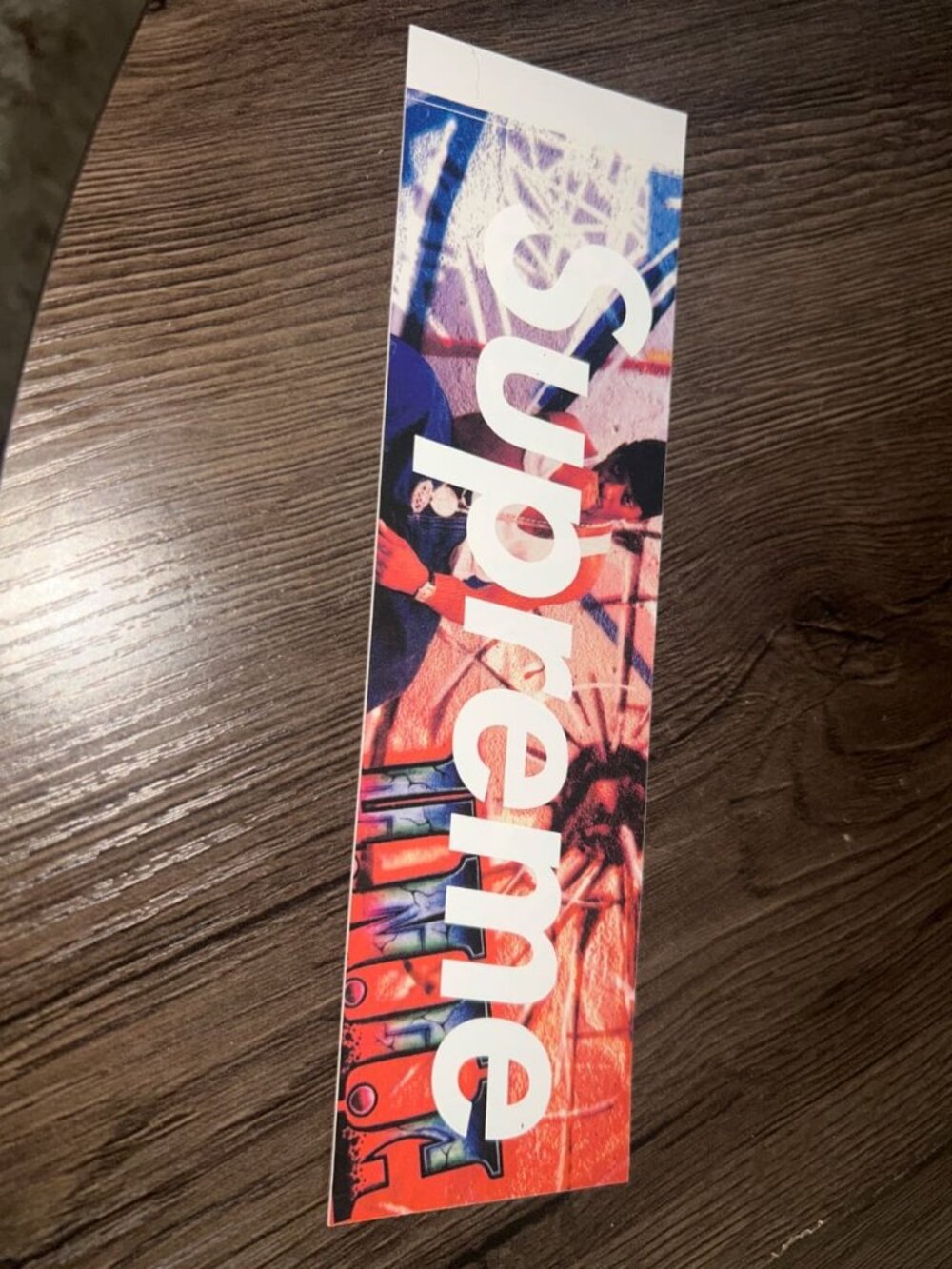 Supreme Box Logo Sticker (Graffiti Photo) Red / Blue Graffiti Used - Excellent